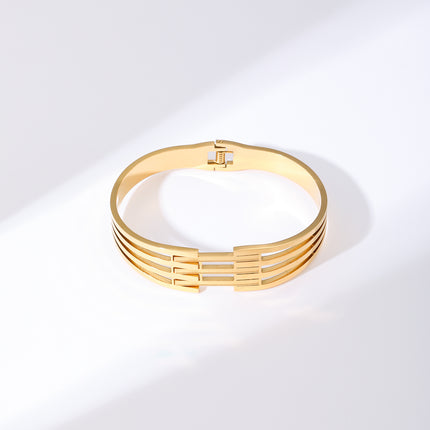 Pulsera De Acero Inoxidable Brazalete Con Tres Filas De Rectángulos