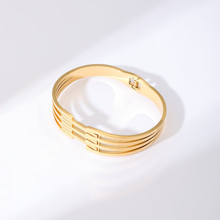 Pulsera De Acero Inoxidable Brazalete Con Tres Filas De Rectángulos