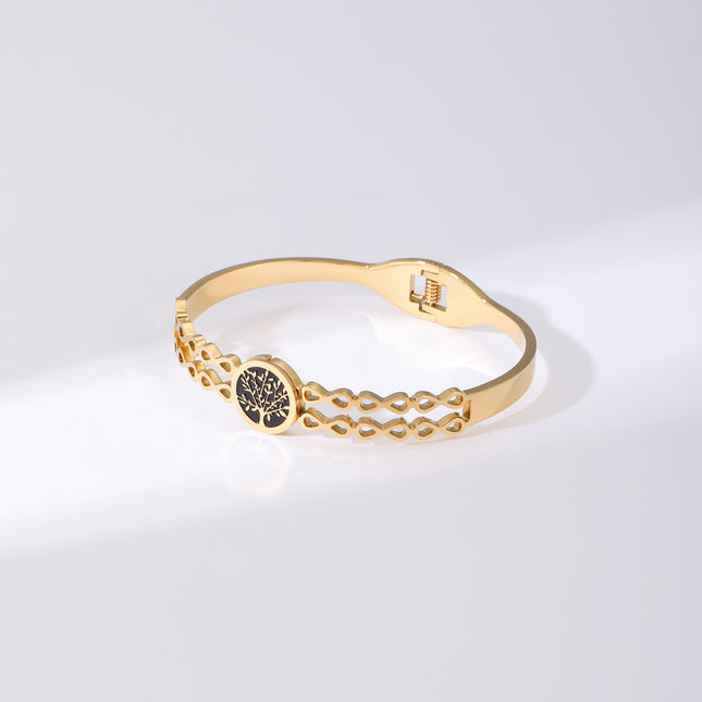 Pulsera Brazalete De Acero Inoxidable Con Disco Negro Diseño Moda