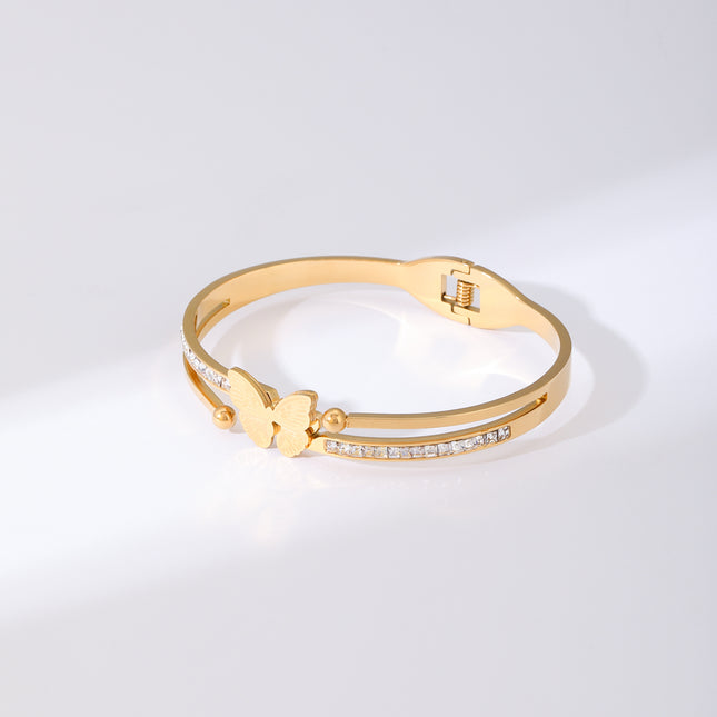 Pulsera De Mariposa De Rayas Brazalete De Acero Inoxidable