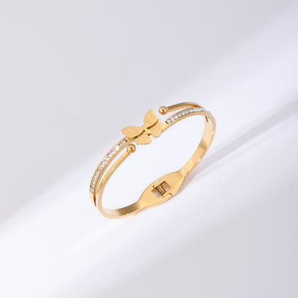 Pulsera De Mariposa De Rayas Brazalete De Acero Inoxidable