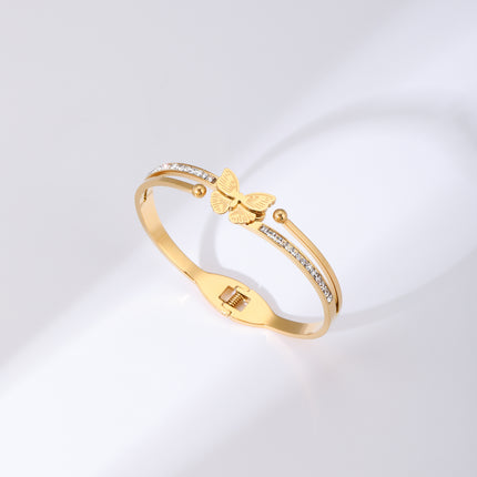Pulsera De Mariposa De Rayas Brazalete De Acero Inoxidable