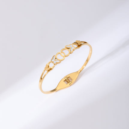 Pulsera Brazalete Con Mariposa Blanca y Doble Capa De Mariposas Elegante