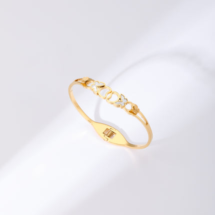 Pulsera Brazalete Con Mariposa Blanca y Doble Capa De Mariposas Elegante