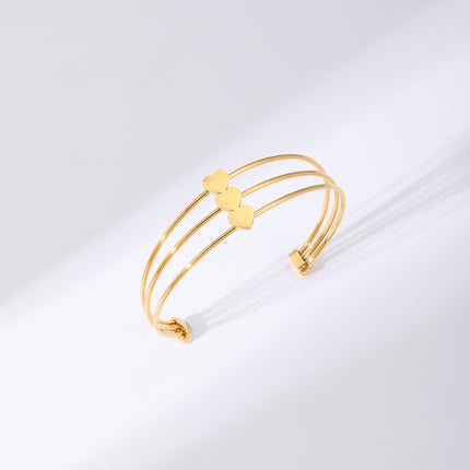 Pulsera Brazalete De Acero Inoxidable De Tres Capas Con Corazones