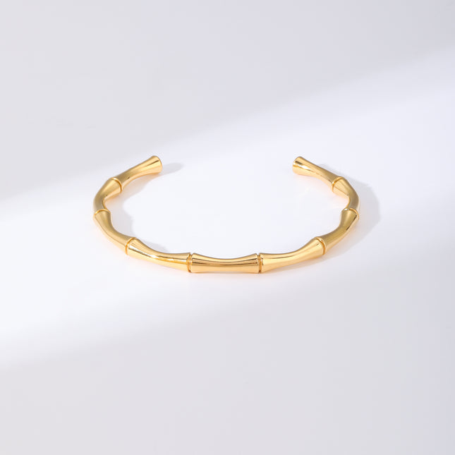 Pulsera Brazalete De Acero Inoxidable Estilo Bamboo En Forma De C
