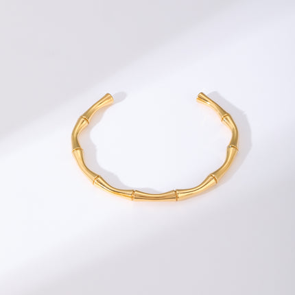 Pulsera Brazalete De Acero Inoxidable Estilo Bamboo En Forma De C
