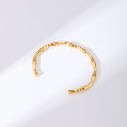 Pulsera Brazalete De Acero Inoxidable Estilo Bamboo En Forma De C