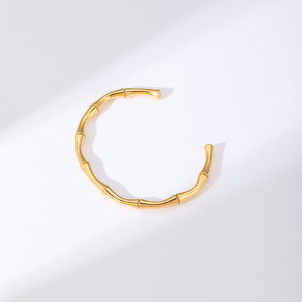 Pulsera Brazalete De Acero Inoxidable Estilo Bamboo En Forma De C