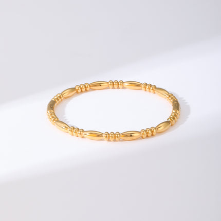 Pulsera Brazalete Con Cierre De Aro y Detalle De Granos Ovalados