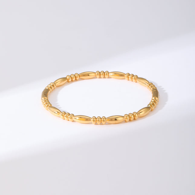 Pulsera Brazalete Con Cierre De Aro y Detalle De Granos Ovalados