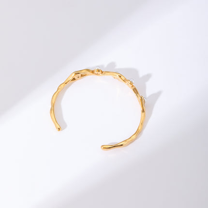 Pulsera C Abierto Con Patrón De Olas Irregulares Brazalete Moda