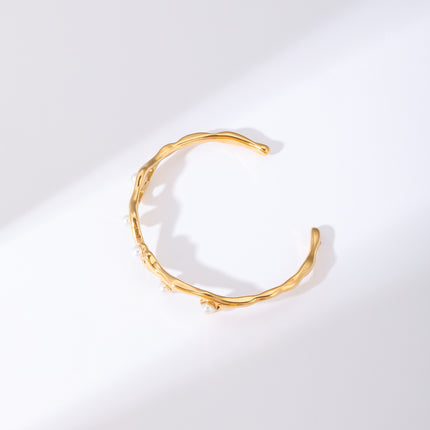 Pulsera C Abierto Con Patrón De Olas Irregulares Brazalete Moda