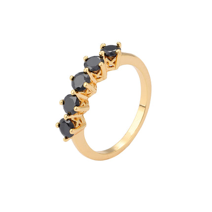 Anillo Con Diseño Moda Y Diamantes De Zirconia En Cobre Chapado En Oro 14K,Plata