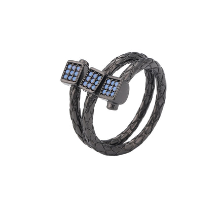 Anillo De Tres Capas Con Diamantes Negras De Cobre