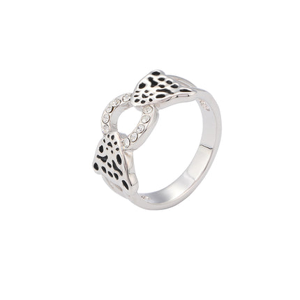 Anillo De Leopardo Con Diseño Abierto Y Diamantes De Aleación Chapado En Plata