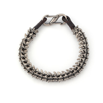 Pulsera De Cuero PU Con Detalle De Hueso Y Acero Estilo Único
