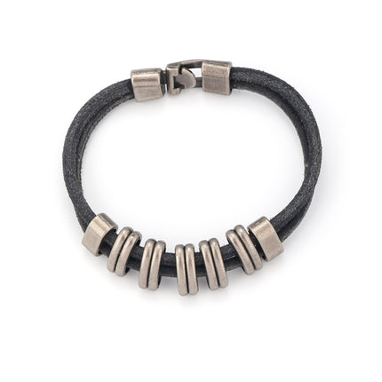 Pulsera De Cuero PU Y Acero Inoxidable 316, Diseño Artesanal