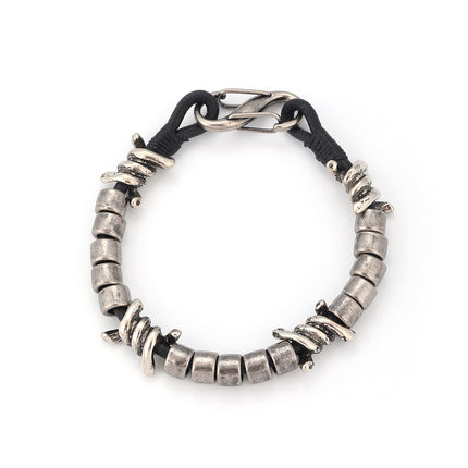 Pulsera Artesanal De Hilo De Cuero PU Con Acero, Estilo Heavy Duty