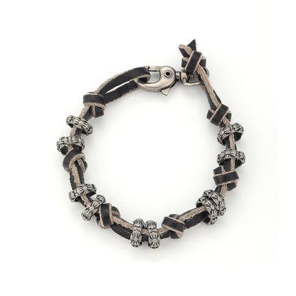 Pulsera De Cuero PU Con Detalles De Anillas Y Acero Inoxidable 316