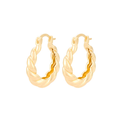 Aretes De Aro Trenzado Cobre Con Baño De Oro De 14K Pendientes Elegantes