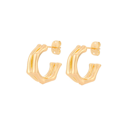 Aretes De Cobre En Oro De 14K Pendientes Simple Para Mujer