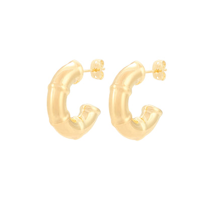 Aretes Gruesos En Forma De C Para Mujer Pendientes Cobre En Oro De 14K