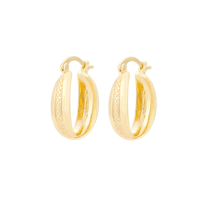 Aretes De Aros Cruzados Minimalistas, Oro De 14K Enchapado Cobre