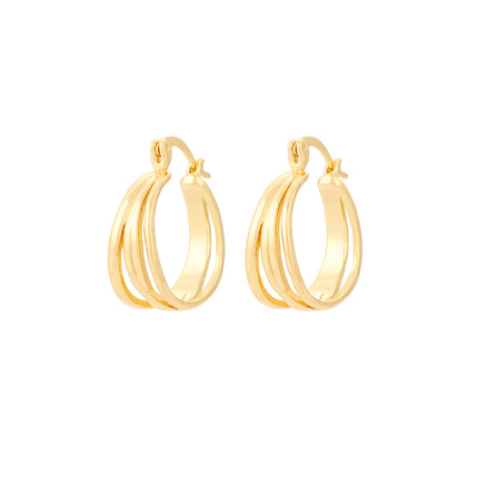 Aretes Geométricos Múltiples capa, Cobre Con Baño De Oro De 14K