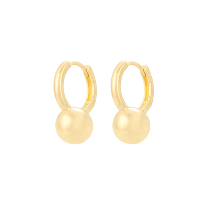 Aretes Broqueles Con Esferas Doradas Baño De Oro 14K Pendientes Moderno