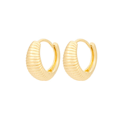 Aretes De Aro Simple En Cobre Con Baño De Oro 14K, Pendientes Mujer