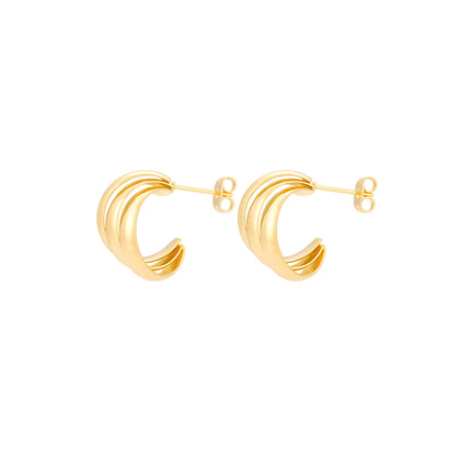 Aretes Vintage C-Shape Irregular con Diseño Torcido Cobre De Oro De 14K