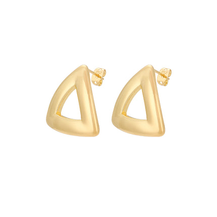 Aretes Geométricos De Triángulo Cobre De Oro De 14K Pendientes