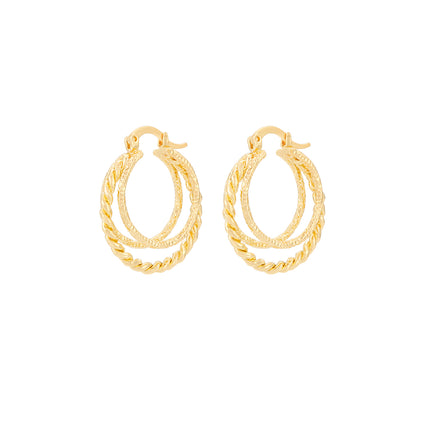 Aretes De Aros Geométricos Trenzados Vintage, Cobre Y Oro De 14K