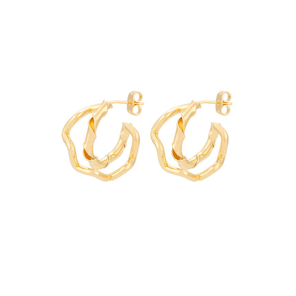 Aretes De Cobre Chapado En Oro De 14K Diseño Geométrico Retro Pendientes