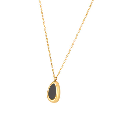 Collar De Acero Inoxidable Con Colgante De Concha Irregular De Doble Cara Ovalada
