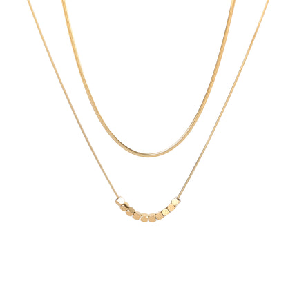 Collar De Doble Capa De Cadena Plana Redonda De Serpiente Con Colgante De Dado