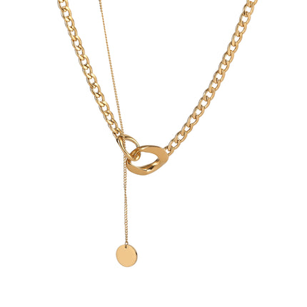 Collar De Cadena Plana Ovalada Con Lentejuelas De Tamaño Irregular De Acero Inoxidable