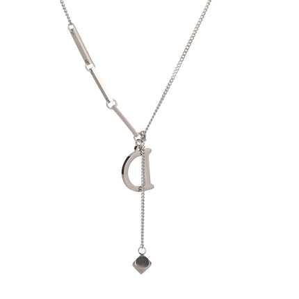 Collar De Tipo Corbata Con Colgante Versátil De Letra D De Moda De Acero Inoxidable