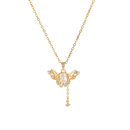 Collar De Moda Elegante Con Colgante De Mariposa De Diamante De Imitación