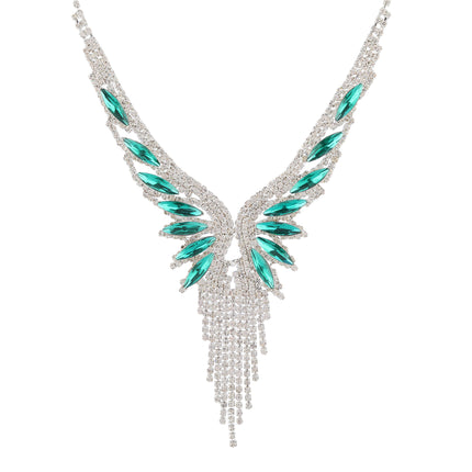 Conjunto De Collar Y Aretes De Mariposa Con Diamantes Para Boda