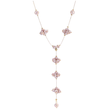 Collar Bohemio Estilo Corbata Con Cristal Morado Para Jerséis