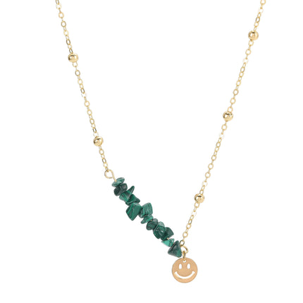 Collar Con Diseño Sencillo De Piedra Natural Verde Para Mujer De Aleación