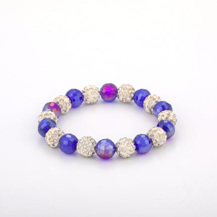Pulsera De Cristal Con Diseño Moderno En Colores Azul Oscuro Y Blanco