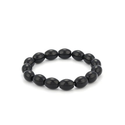 Pulsera De Cuentas Con Ónix Negro Diseño Ovalado Y Estilo Sencillo