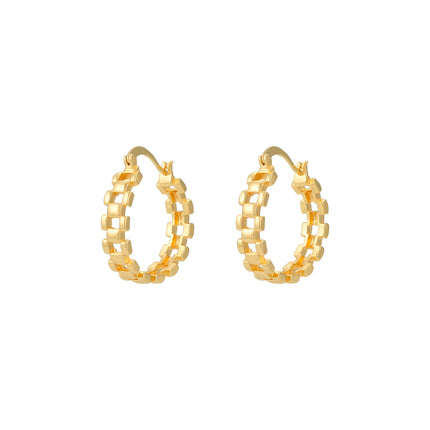 Aretes Geométricos Dorados De Cobre Baño De Oro 18K, Arracadas Delicado