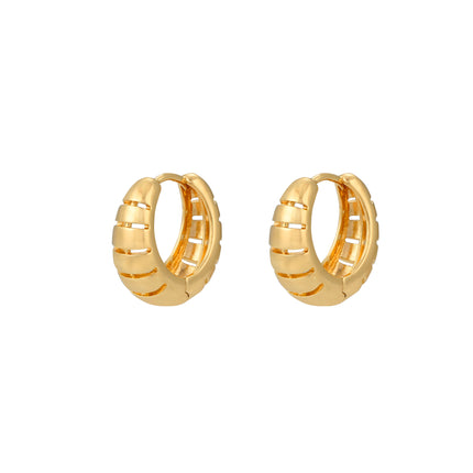 Aretes De Cobre Con Diseño De Media Luna, Arracadas Con Baño Oro 18K