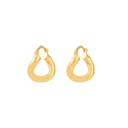 Aretes De Cobre Con Diseño Irregular, Arracadas Baño De Oro 18K