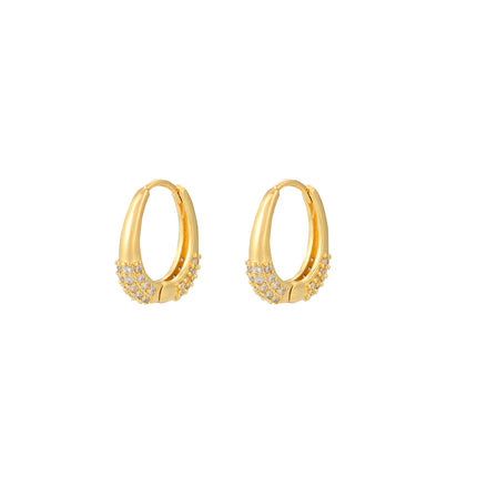 Aretes De Cobre Con Zirconias, Diseño De Arracadas Baño Oro 18K