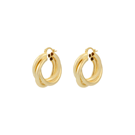 Aretes De Cobre Con Diseño Geométrico Cruzado, Arracadas Baño De Oro 18K